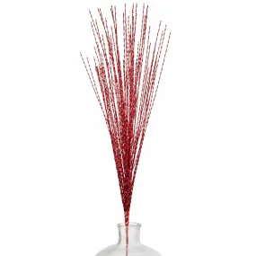 32" Metallic Twisted Grass Spray: Red