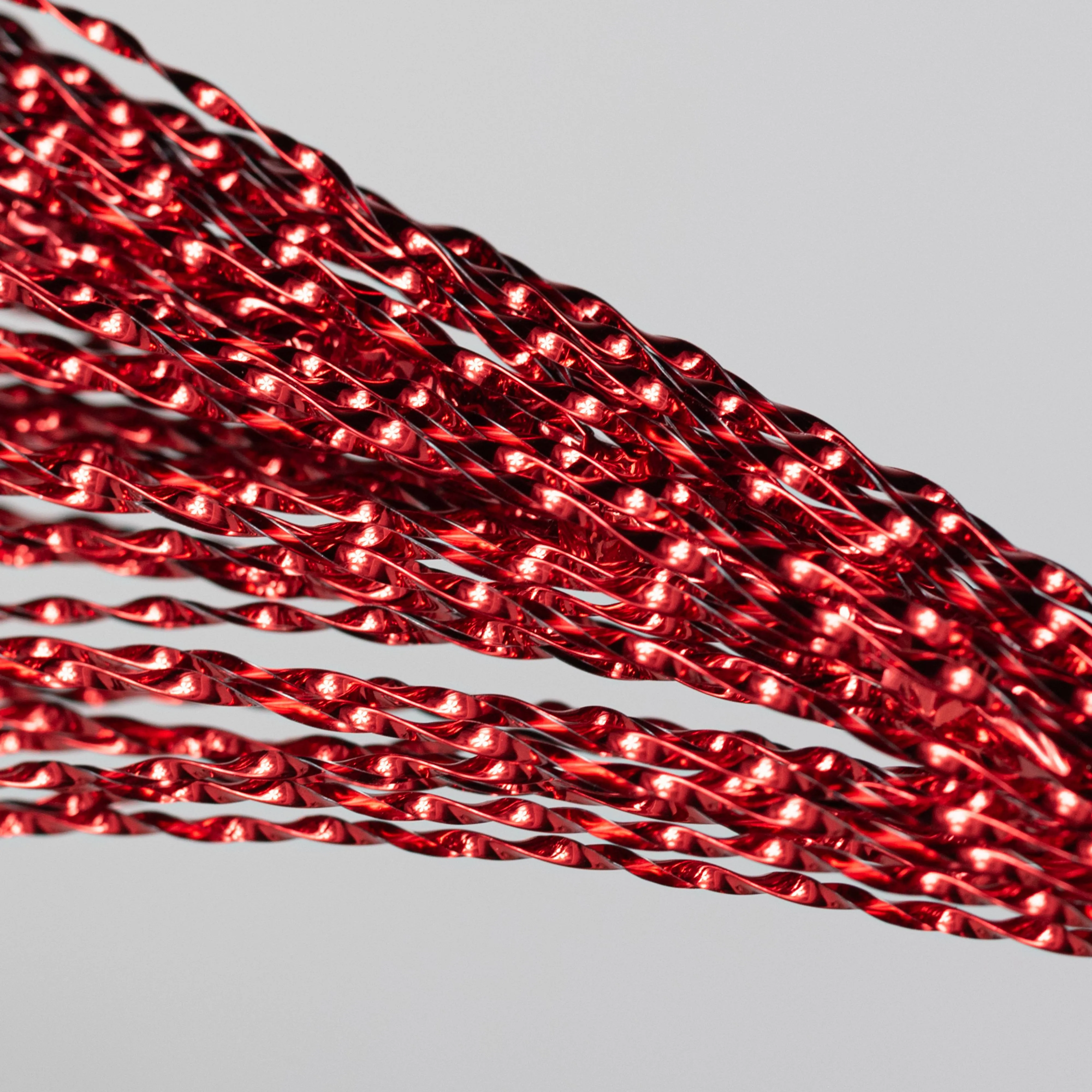 32" Metallic Twisted Grass Spray: Red