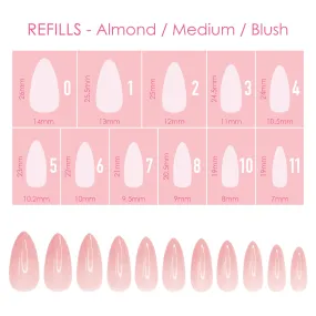 Charme Gel Extension Tips Refill / Almond / Medium / Blush
