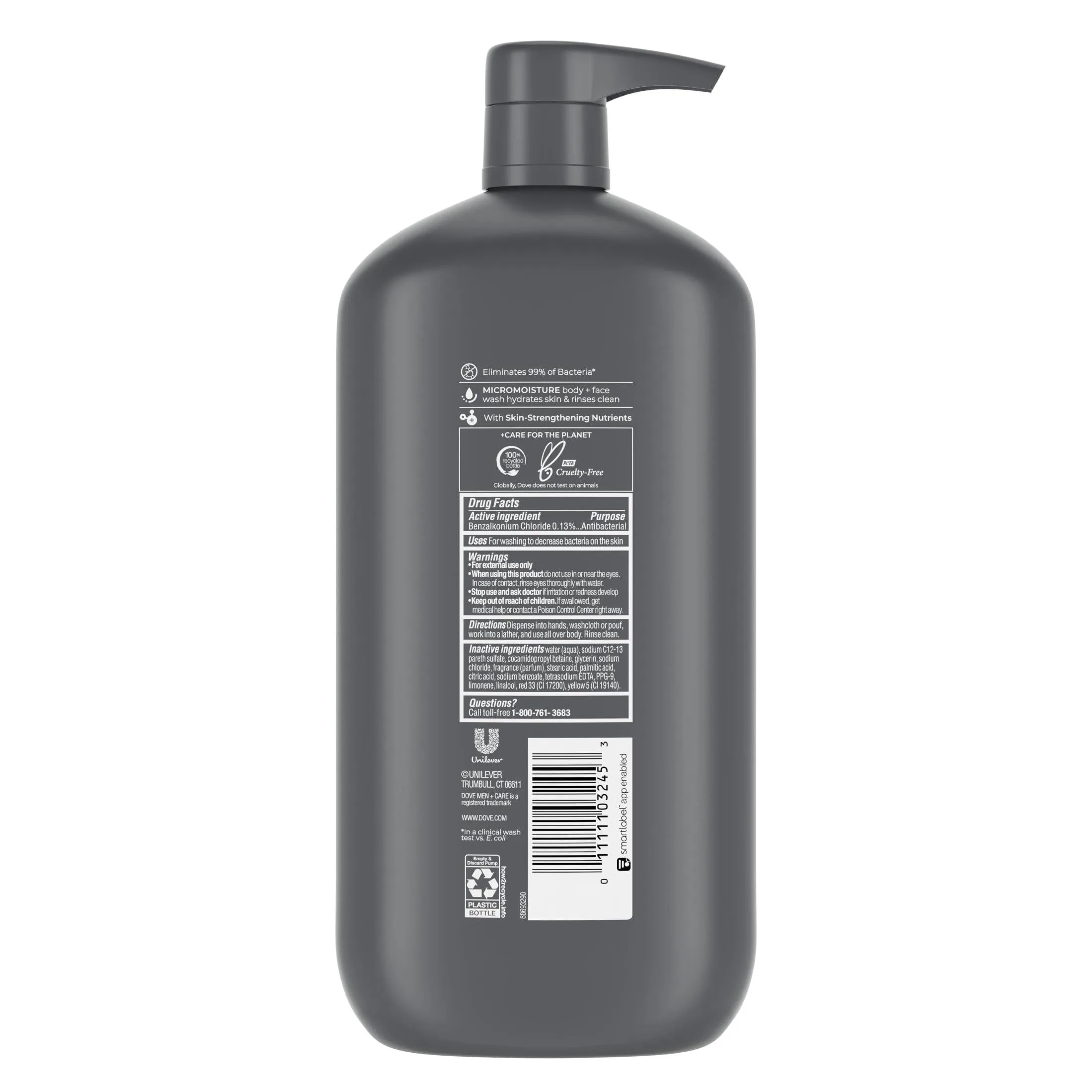 Dove Men Care Skin Defense Antibacterial Hydrating Body Wash, 30 fl oz