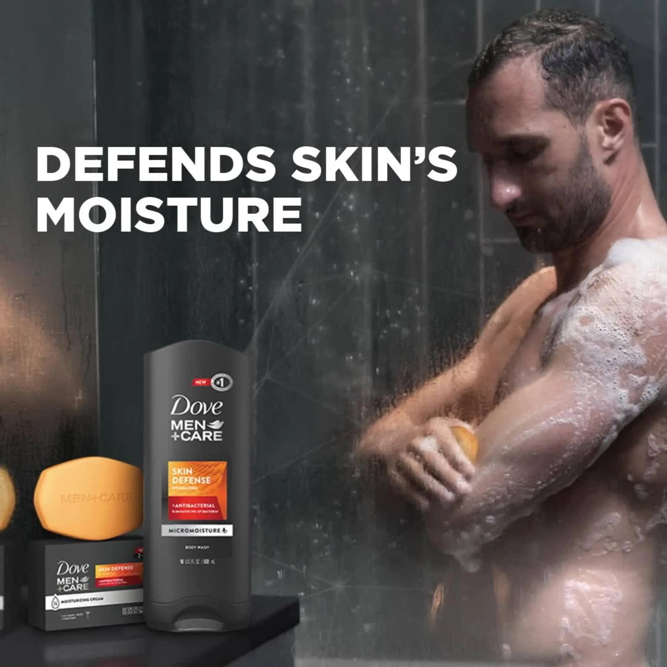 Dove Men Care Skin Defense Antibacterial Hydrating Body Wash, 30 fl oz
