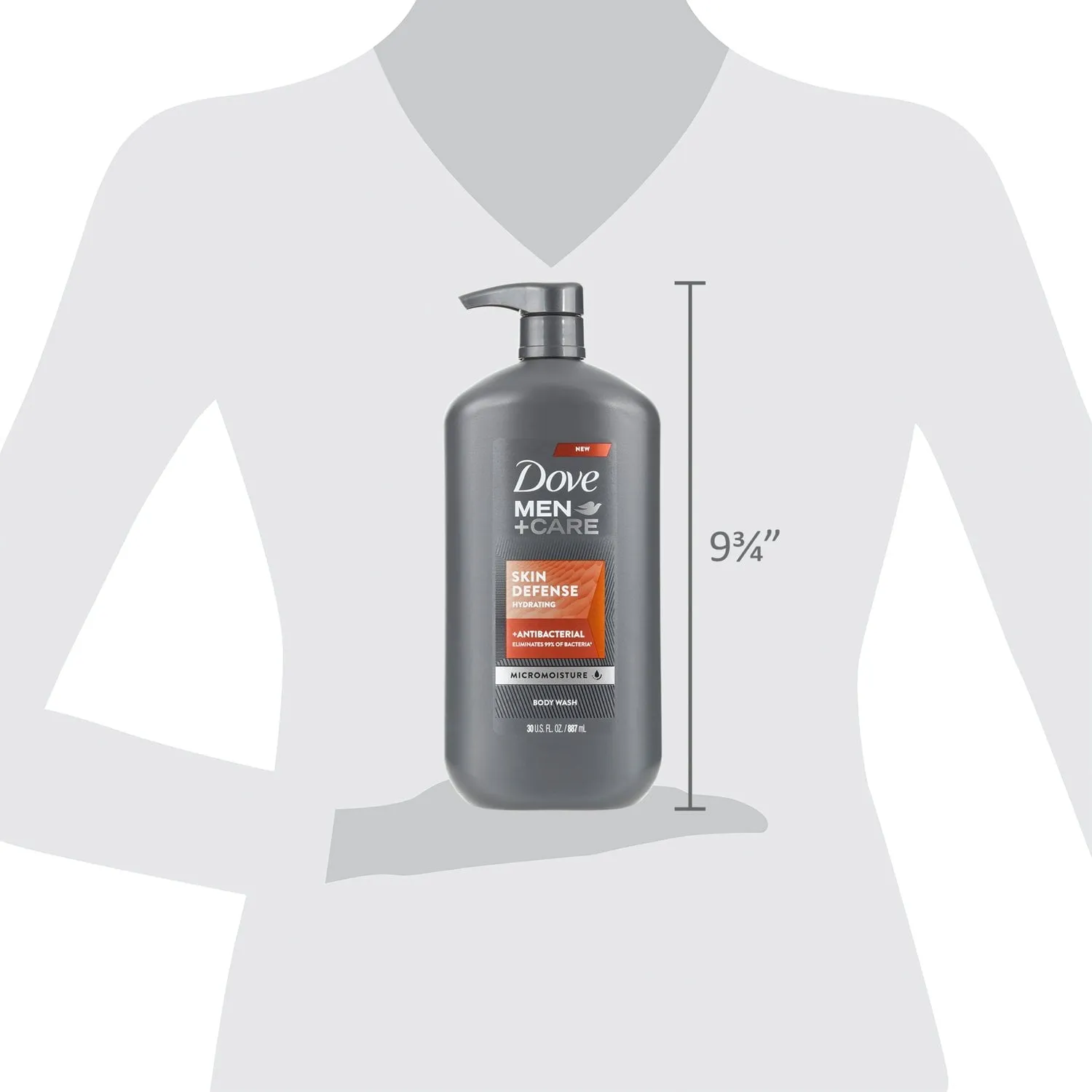 Dove Men Care Skin Defense Antibacterial Hydrating Body Wash, 30 fl oz