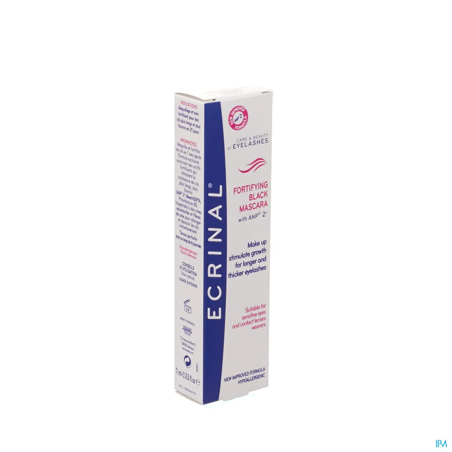 Ecrinal Mascara Zwart 7ml - Stimuleert Wimpergroei, Hypoallergeen & Volumegevend