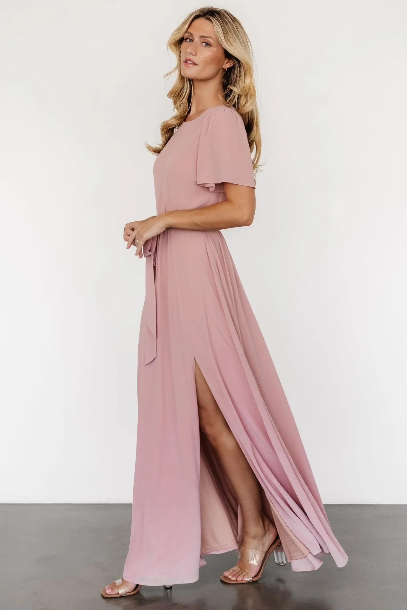 Naomi Short Sleeve Maxi Dress | Blush Pink