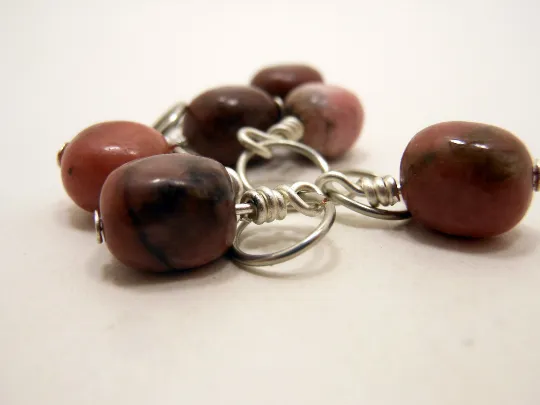 Rhodonite Pebbles: Set of 6 Stitch Markers