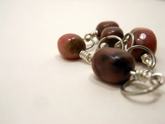 Rhodonite Pebbles: Set of 6 Stitch Markers