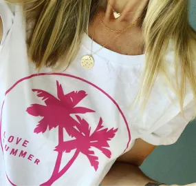 White / pink love summer tee (medium)